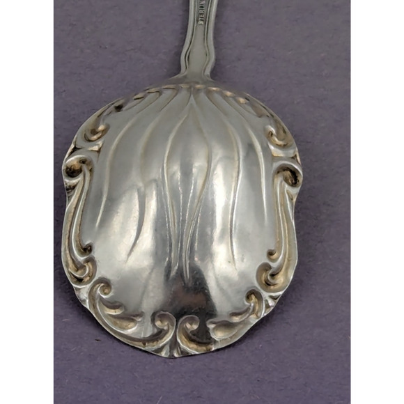 Antique Sterling Silver Sugar Shell Spoon Landers No 2 by Baker Manchester 5-3/8 - Picture 7 of 10